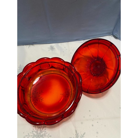 Fosteria  Red Coin Dot Lidded candy dish - Picture 3 of 9